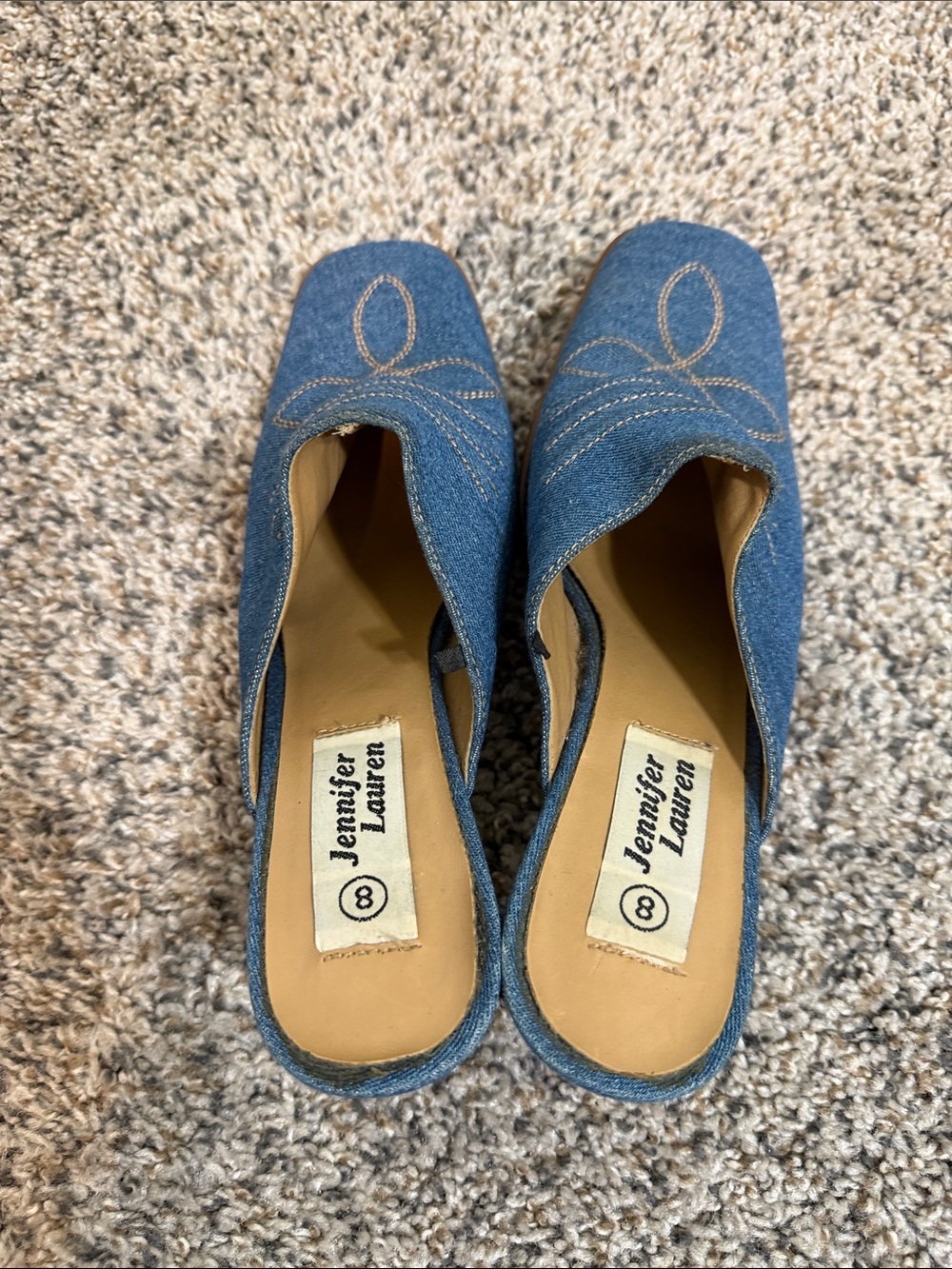 Jennifer Lauren embroidered denim western mules 8 - Picture 4 of 8